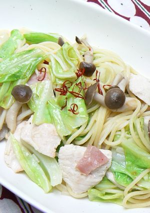 チキンとキャベツ、きのこのパスタ-レシピのメイン写真