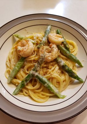 アスパラと海老のクリームパスタ-レシピのメイン写真