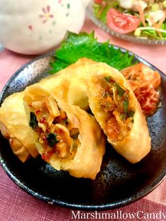 チーズで濃厚♡豚キムチにら春巻き♡-レシピのメイン写真