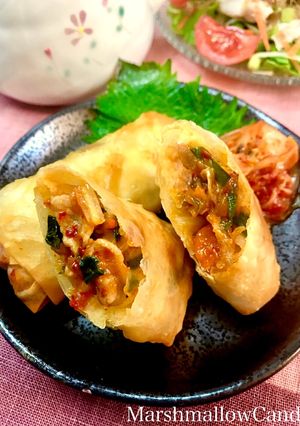 チーズで濃厚♡豚キムチにら春巻き♡-レシピのメイン写真