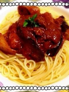 煮込みハンバーグリメイクde絶品パスタ!-レシピのメイン写真