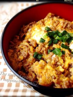 超特急‼︎豚ひき肉の甘辛卵とじ丼♡-レシピのメイン写真