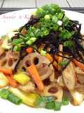 根菜と長ひじきの焼き蕎麦