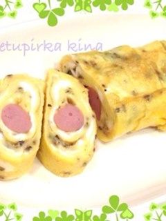 ソーセージ入りのバジル玉子焼き-レシピのメイン写真