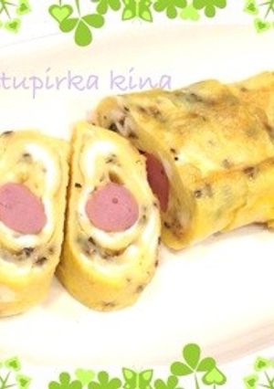 ソーセージ入りのバジル玉子焼き-レシピのメイン写真