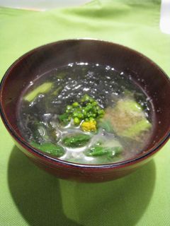 菜の花と焼き海苔のお味噌汁-レシピのメイン写真