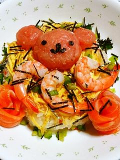 ひな祭りにクマさんちらし寿司-レシピのメイン写真