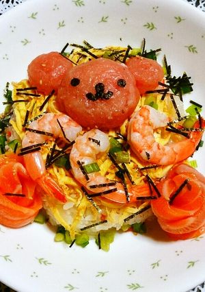 ひな祭りにクマさんちらし寿司-レシピのメイン写真