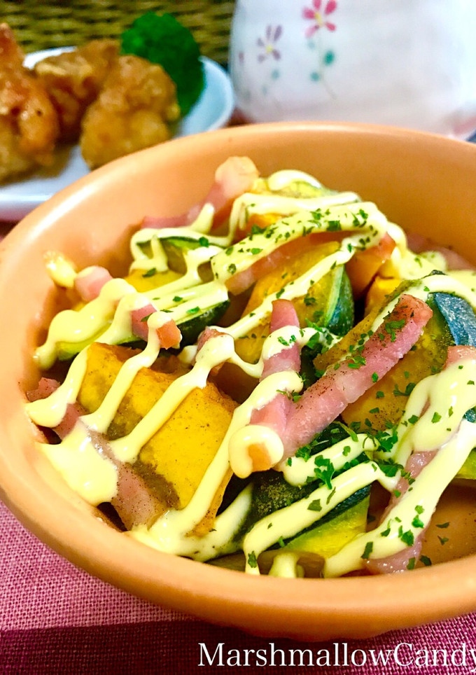 簡単！かぼちゃとベーコンのマヨ焼き♡-レシピのメイン写真