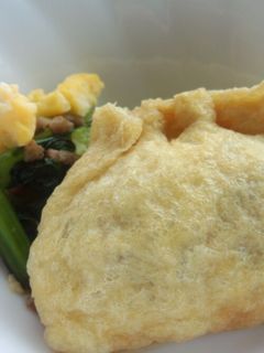餃子の具があまったら…油揚げの巾着煮-レシピのメイン写真