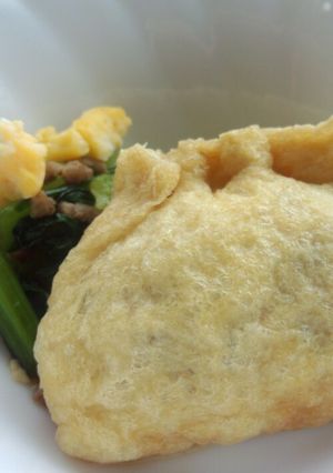 餃子の具があまったら…油揚げの巾着煮-レシピのメイン写真