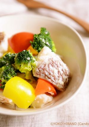 鯛と彩り野菜の中華風塩麹蒸し-レシピのメイン写真