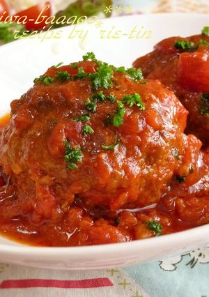 ♕ゴロゴロ～岩ハンバーグ♕トマト煮込み-レシピのメイン写真