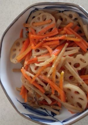 フライパンで！蓮根、牛蒡、人参のきんぴら-レシピのメイン写真