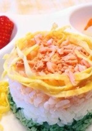 ひし餅色の3色ご飯❀お雛様離乳食-レシピのメイン写真