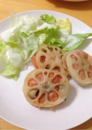 鮭のれんこんの挟み焼き♡-レシピのメイン写真