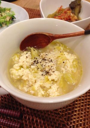 ふわふわ食感♥きゃべつと豆腐の洋風スープ-レシピのメイン写真