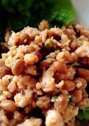 鶏そぼろ納豆のサンチュ巻き-レシピのメイン写真