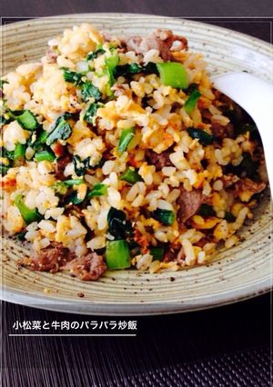 簡単☆極旨！小松菜と牛肉のパラパラ炒飯-レシピのメイン写真