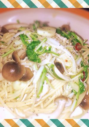 水菜の和風ペペロンチーノ♪麺つゆで簡単♪-レシピのメイン写真