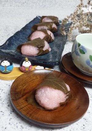 道明寺粉の桜餅♡-レシピのメイン写真