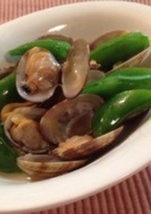 簡単❗️浅利ととスナップエンドウの酒蒸し-レシピのメイン写真
