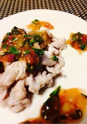 【15分】豚しゃぶ梅シソたくあんソース-レシピのメイン写真