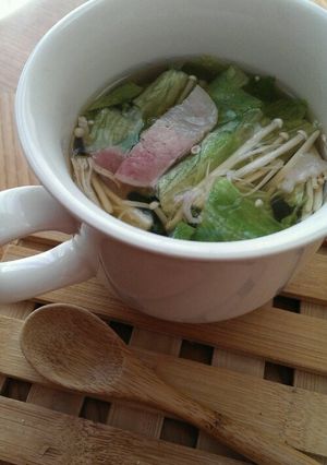 ベーコン＋えのき＋レタスのスープ-レシピのメイン写真