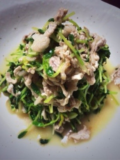 豆苗(トウミョウ)と豚肉のからし和え-レシピのメイン写真