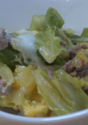ひき肉卵とキャベツ蒸し♪-レシピのメイン写真