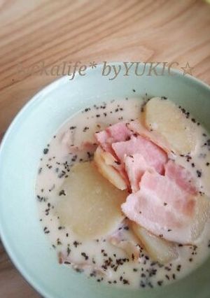 すぐできる♪牛乳のサッと煮スープ-レシピのメイン写真