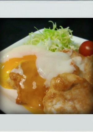 ■簡単減量■鶏むね肉☆焼肉味に温泉卵のせ-レシピのメイン写真