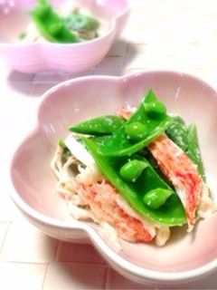 スナップエンドウとカニカマの明太マヨ和え-レシピのメイン写真