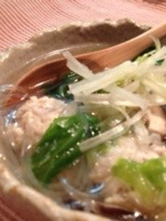 レンコン入り鶏団子とレタスの春雨スープ-レシピのメイン写真