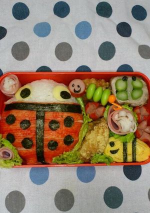 簡単春の遠足キャラ弁☆てんとう虫とお友達-レシピのメイン写真