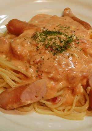自宅で外食気分トマトクリームチーズパスタ-レシピのメイン写真
