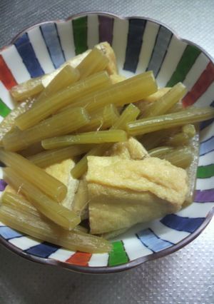 めんつゆで簡単!!フキと油揚げの煮物。-レシピのメイン写真