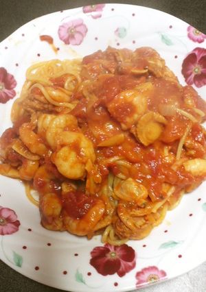 シーフードトマトソースパスタ-レシピのメイン写真