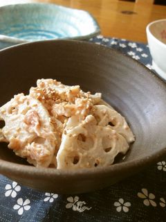 蓮根の梅マヨ胡麻和え-レシピのメイン写真
