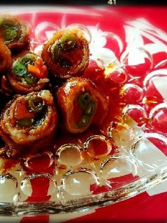 ご飯がすすむ♡インゲンと人参の肉巻き-レシピのメイン写真