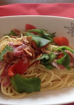 アイスプラントと生ハムの冷製パスタ-レシピのメイン写真