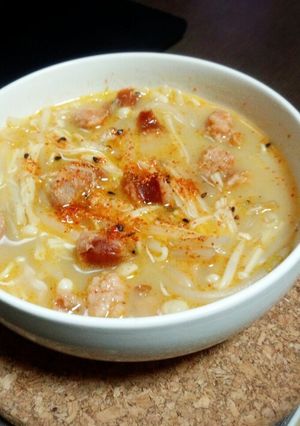 レンジで簡単節約♪モヤシとえのきのスープ-レシピのメイン写真
