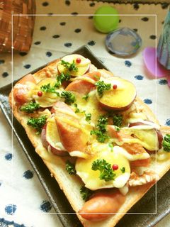 さつま芋とウィンナーのカレー塩トースト-レシピのメイン写真