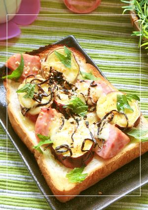 厚切りハム×さつま芋の塩昆布マヨトースト-レシピのメイン写真