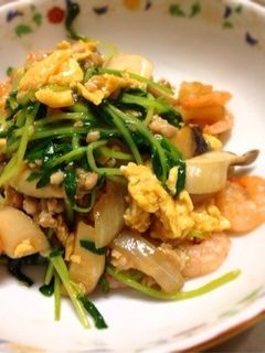豆苗・卵・エビの春野菜中華炒め-レシピのメイン写真