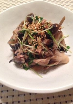 【男飯】きのこと貝割れの中華風ツナ和え-レシピのメイン写真