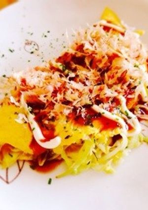 キャベツと卵のみ！お好み焼き風オムレツ-レシピのメイン写真