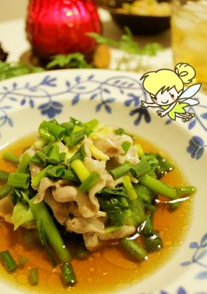 春菊とレタスと豚肉の香味葱スープ仕立て♪-レシピのメイン写真