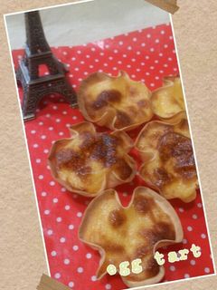 ギョーザの皮でパリパリっ!エッグタルト-レシピのメイン写真