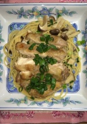 ネギと茸の和風パスタグリルチキン盛り☆-レシピのメイン写真